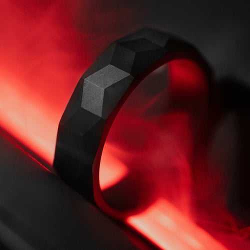 Matte Black Cube Ceramic ring