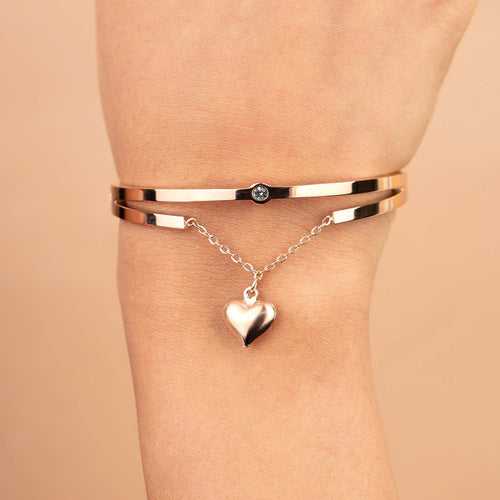 Rose Gold Heart Dangler Bracelet