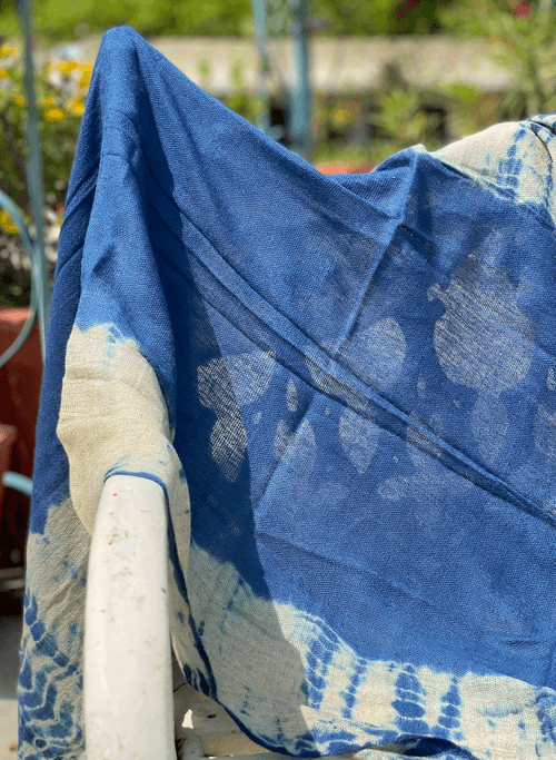 Indigo Vegetable Hand Dyed Wool Stole