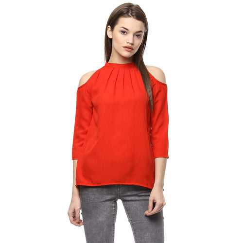 Hapuka Women Red American Crepe Solid Top