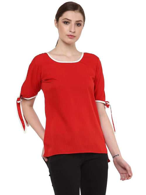 Hapuka Women Red American Crepe Solid Top