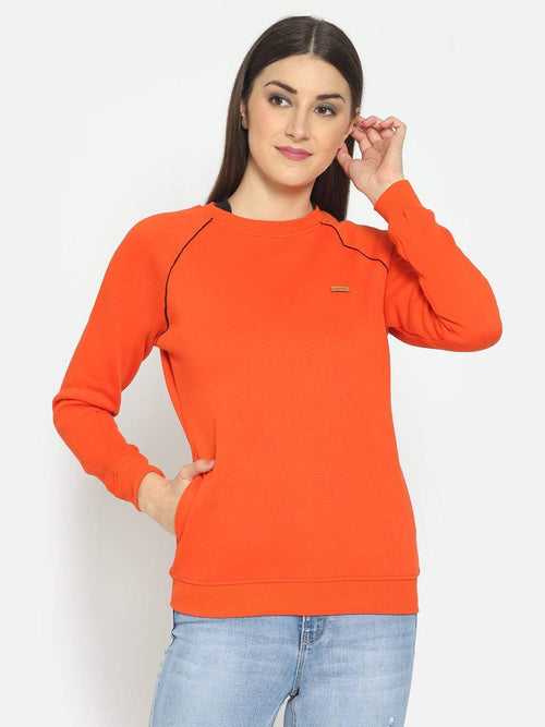 Hapuka Women Red Fleece Raglan Sleeve Sweat Shirt