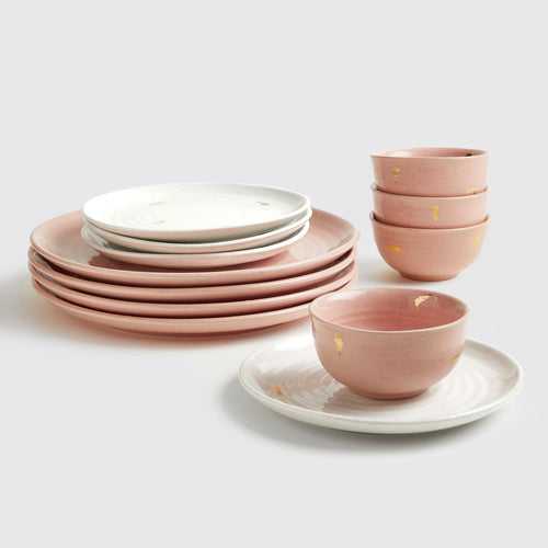 Ganga Dinner Set of 4 <span><br> Old Rose with Ivory </span>