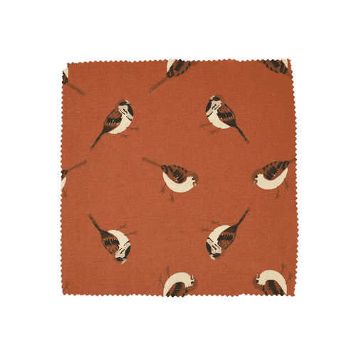 Fabric By the Metre - Sparrows - Burnt Chili
