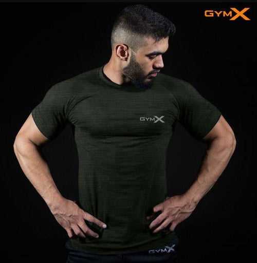 GymX Olive Green Line pattern Tee - Sale