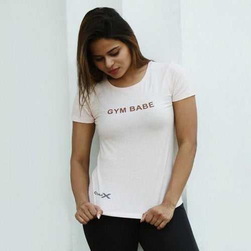 Melange Peach Gym Babe T-shirt - Ignite Series-sale