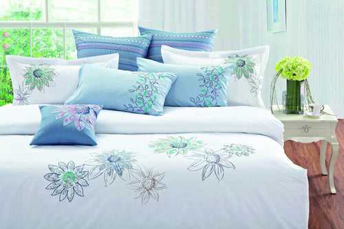 Bed Sheet Set White with Flowers
