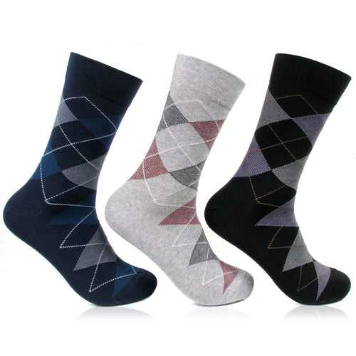 Men Socks - Argyle Style Multicolored Designer Crew Length Socks