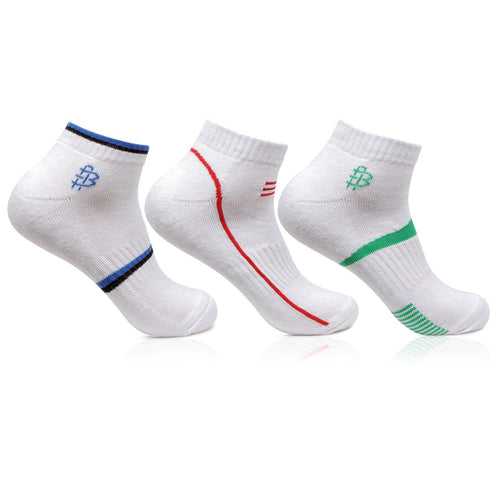 Men Cushioned White Secret Length Sports Socks- Pack of 3