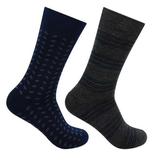 Men's Multicolored Cushioned Woolen Crew Socks - Pack of 2