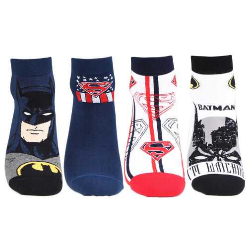 Superman and Batman Men's Socks - Pack of 4