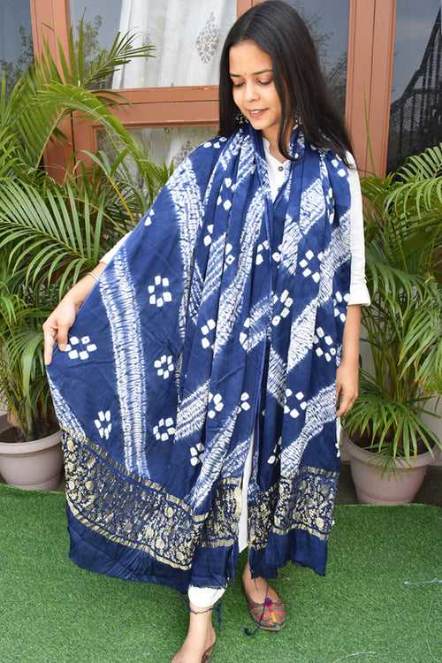 Beautiful Hand Crafted Shibori Modal Silk Dupatta with Tissue Lagdi patta palla