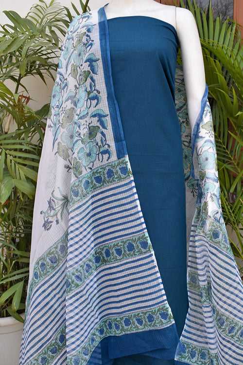 Beautiful Cotton unstitched suit fabric with Kota Doria Dupatta