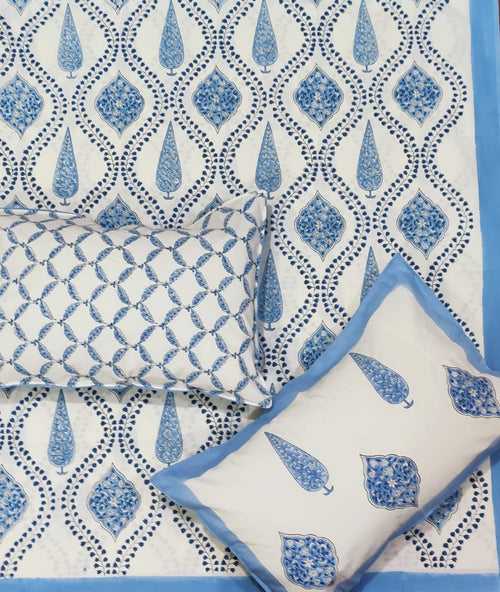 Shayan : Hand Block print King Size Cotton Double Bed sheet with pillow covers ( 90 by 108)
