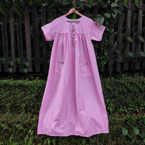 Berry Pink Gingham Nursing Nighty