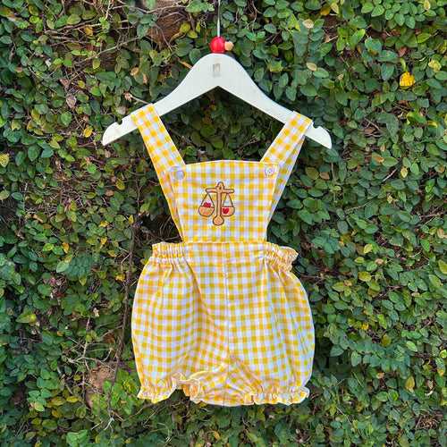 Scale Of Love Yellow Gingham Dungarees
