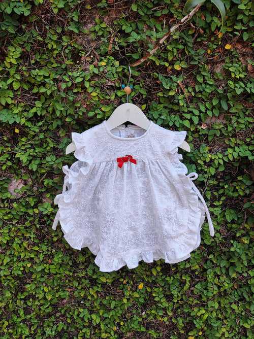 Little Miss Apron Dress in Embroidered Fabric