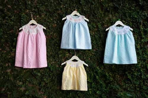 Cool Hand Embroidered Gingham Pattern Dress