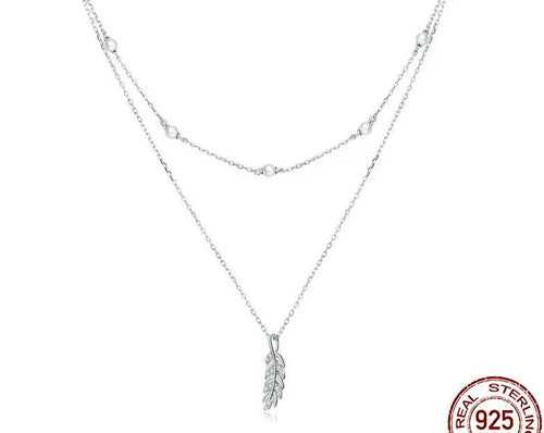 silver feather necklace