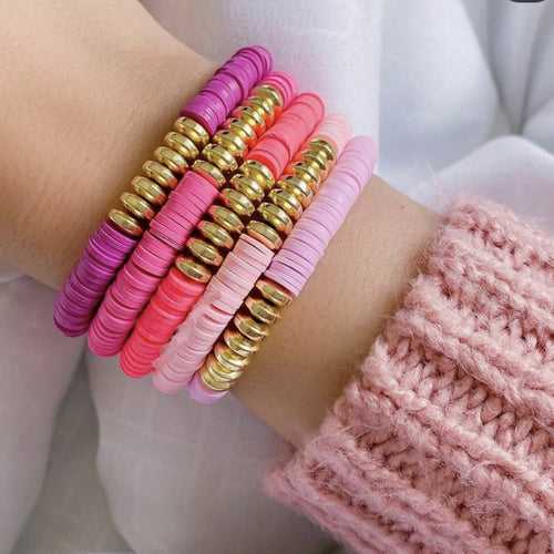 Cute Clay Bead Bracelets - Pack of 4