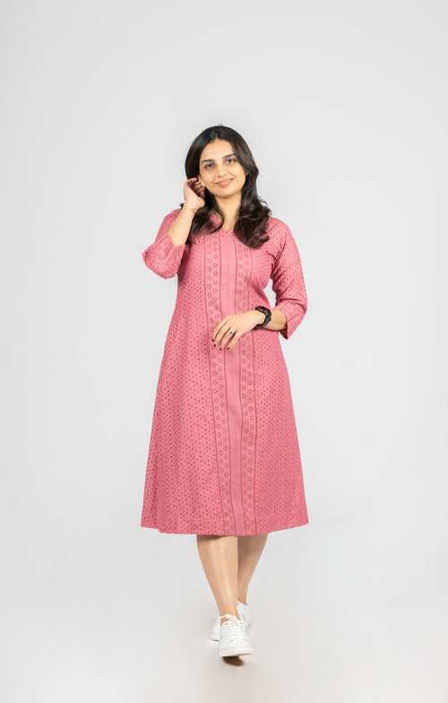 Pink hacoba panelled kurti/dress MBS-281