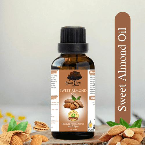 Sweet Almond - 100% natural and premium cold pressed oil for hair growth and glowing skin- fights split ends  & Strengthens Hair, Enriched With Vitamin E & Omega-3, badam ka tel