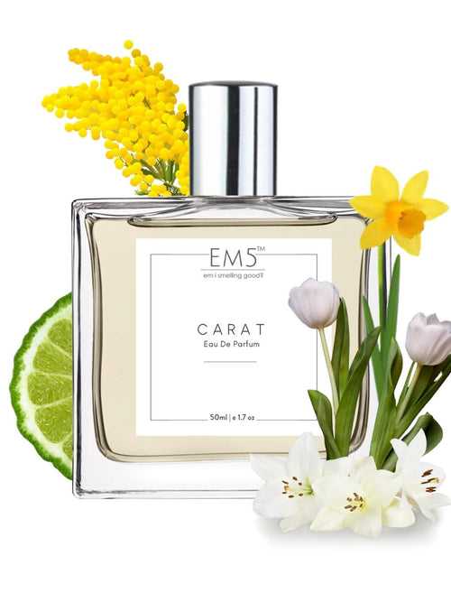 EM5™ Carat Perfume for Women | Eau De Parfum Spray | Floral Green Powdery Fragrance Accords | Luxury Gift for Her | Sizes Available: 50 ml / 15 ml