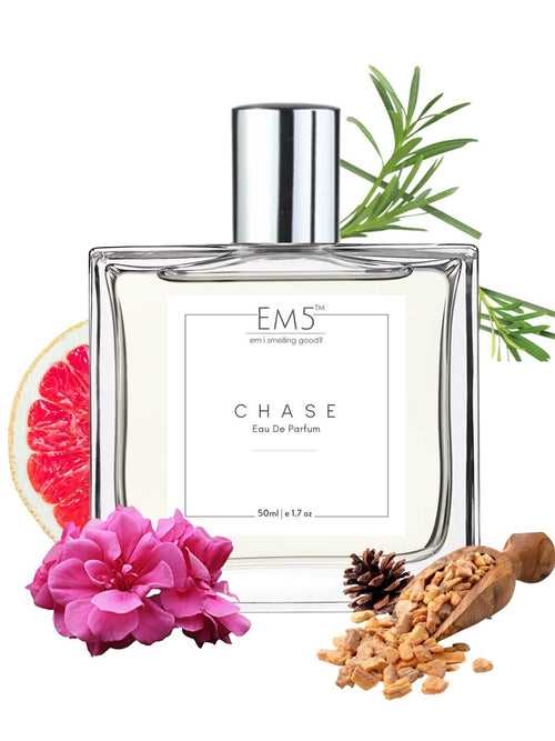 EM5™ Chase Perfume for Men | Eau De Parfum Spray | Citrus Woody Spicy Fragrance Accords | Luxury Gift for Him | Sizes Available: 50 ml / 15 ml
