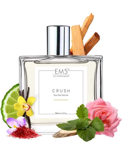 EM5™ Crush Unisex Perfume | Woody Amber Warm Spicy | Eau De Parfum Spray for Men & Women | Luxury Gift for Him / Her | Sizes Available: 50 ml / 15 ml