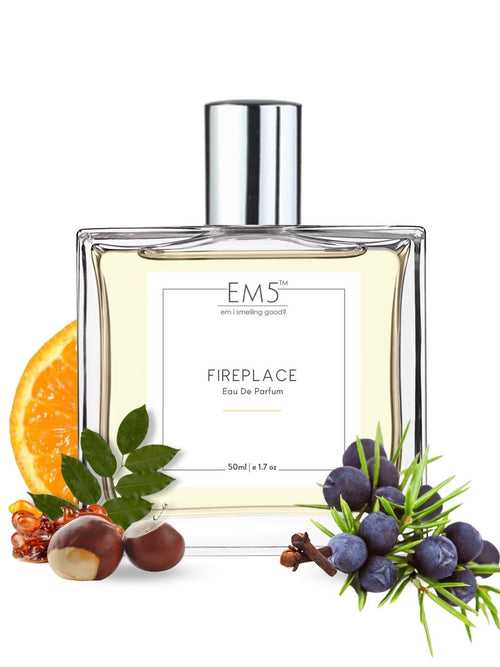 EM5™ Fireplace Unisex Perfume | Eau De Parfum Spray for Men & Women | Woody Vanilla Balsamic Fragrance Accords | Luxury Gift for Him / Her | Sizes Available: 50 ml / 15 ml