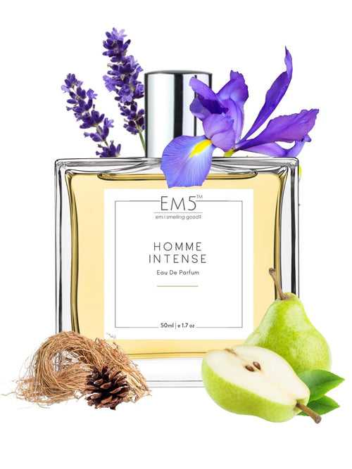 EM5™ Homme Intense Perfume for Men | Eau de Parfum Spray | Iris Woody Powdery Fragrance Accords | Luxury Gift for Him | Sizes Available: 50 ml / 15 ml