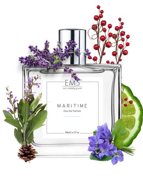 EM5™ Maritime Perfume for Men | Fresh Spicy Lavender Woody Aquatic Fragrance Accords | Eau de Parfum Spray | Luxury Gift for Him | Sizes Available: 50 ml / 15 ml
