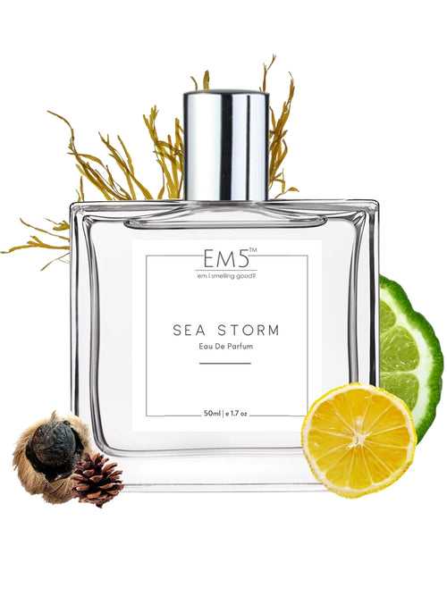 EM5™ Sea Storm Unisex Perfume | Amber Aquatic Fresh Marine Fragrance Accords | Eau De Parfum Spray for Men & Women | Luxury Gift for Him / Her | Sizes Available: 50 ml / 15 ml