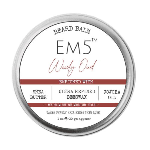 EM5™ Natural Organic Beard Balm | EM5's Natural Organic Beard Balm | Medium Hold - Shine | BeesWax, Shea Butter, Jojoba Oil, Essential Oils (Woody Oud)