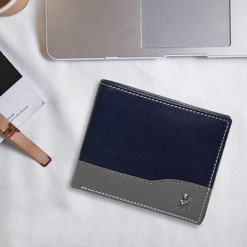 Leather Bifold Wallet - Blue Grey
