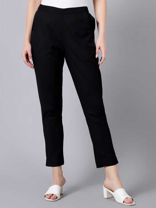 Black Solid Pants