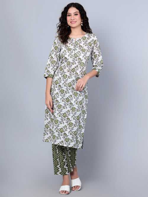 Multicolour Floral Print Kurta with Palazzo Pants