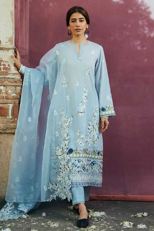 CERULEAN ORNATE STITCH 3PC: LAWN EMBROIDERED  SUIT