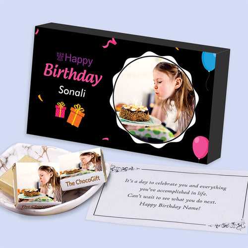 Chocolate Birthday Gift for Kids with Photo Name Messages print on them