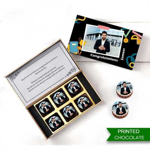 Congratulations Gift Idea | Buy Photo Printed Chocolate with Personalised Name