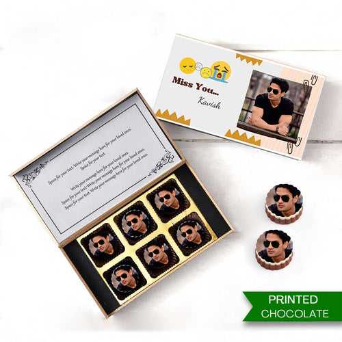 Miss You Gift Idea | Buy Personalised Chocolate with Photo Name Messages Print on them