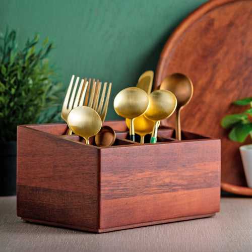 Solid Wood Cutlery Caddy/Holder from Mahogany Collection