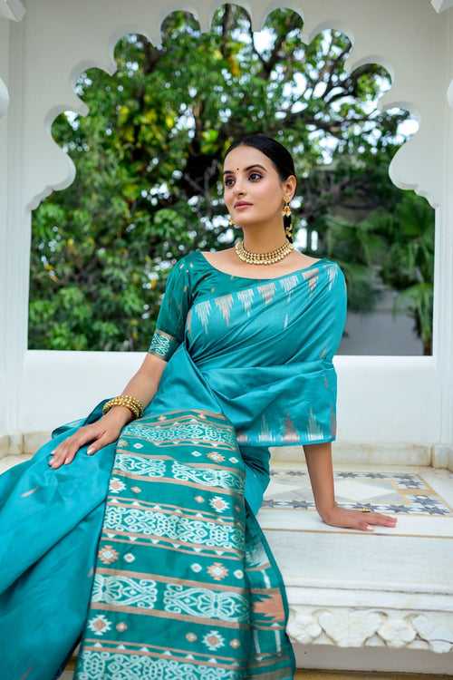 Ashmita turquoise saree