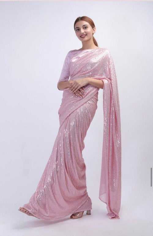 Shimmery Pink Saree