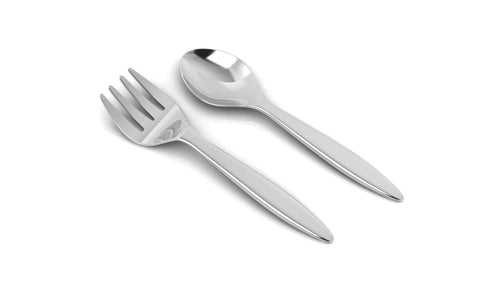 Sterling Silver Baby Spoon & Fork Set - Classic Plain