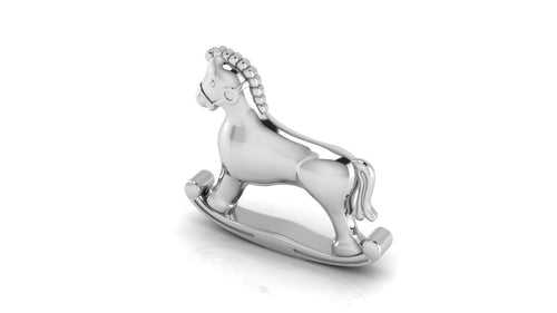 Silver Plated Baby Rattle - Rocking Horse