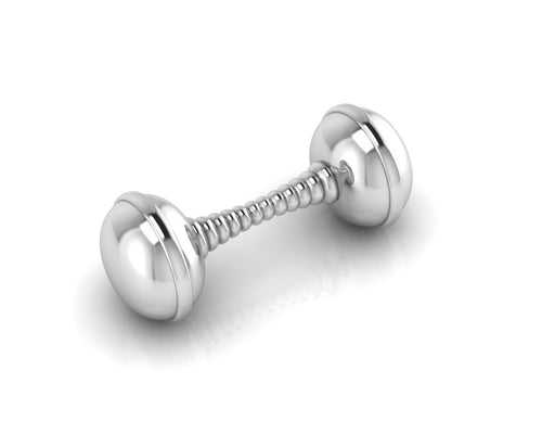 Silver Plated Baby Rattle - Twisted Dumbbell