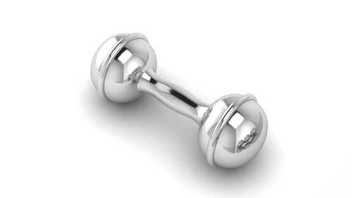 Silver Classic Dumbbell Baby Rattle