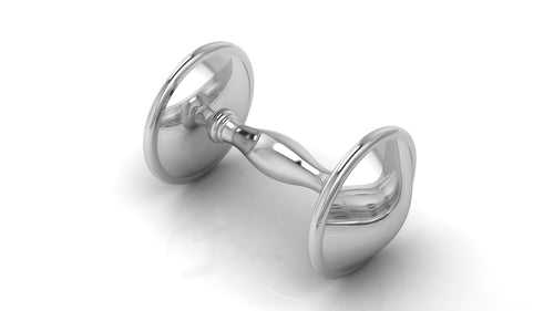 Silver Plain Dumbbell Baby Rattle