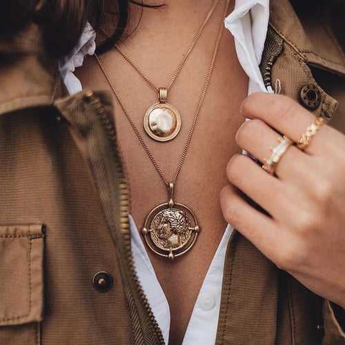 Vintage Medallion Layered Necklace